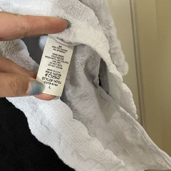 IC by Connie K crinkle long sleeve button down tunic size large - Picture 3 of 5